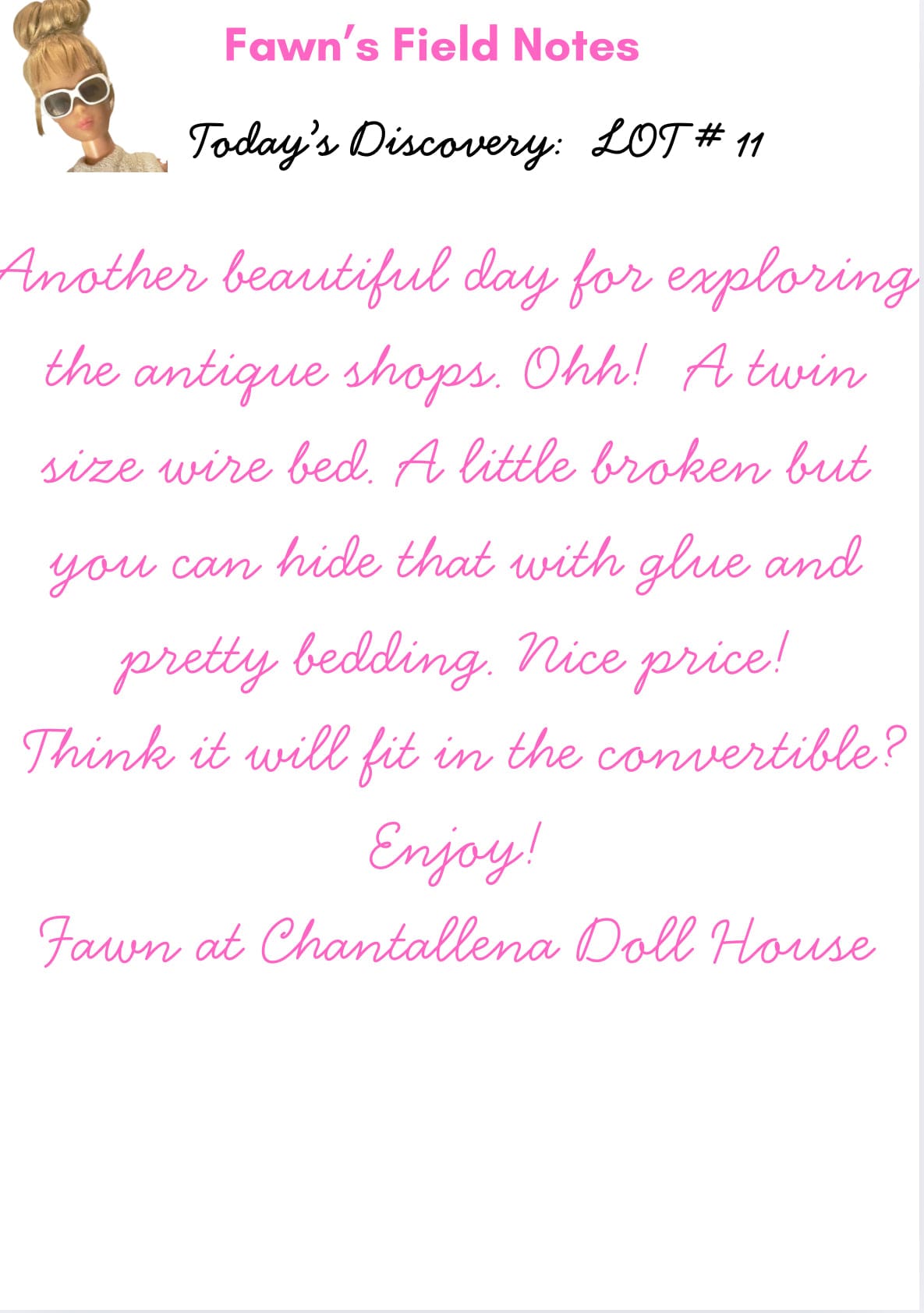 Chantallena Doll House Furniture Fawn’s Flea Market Finds | Eight Piece Furniture and Decor- 1:12 Scale |Lot 11
