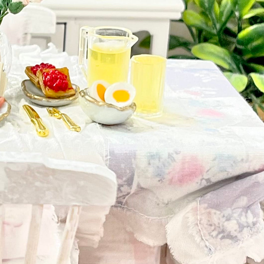 Chantallena Doll House Kitchen set Breakfast Time-Shabby Kitchen Table Set with Accessories