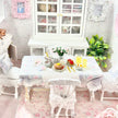 Chantallena Doll House Kitchen set Breakfast Time-Shabby Kitchen Table Set with Accessories