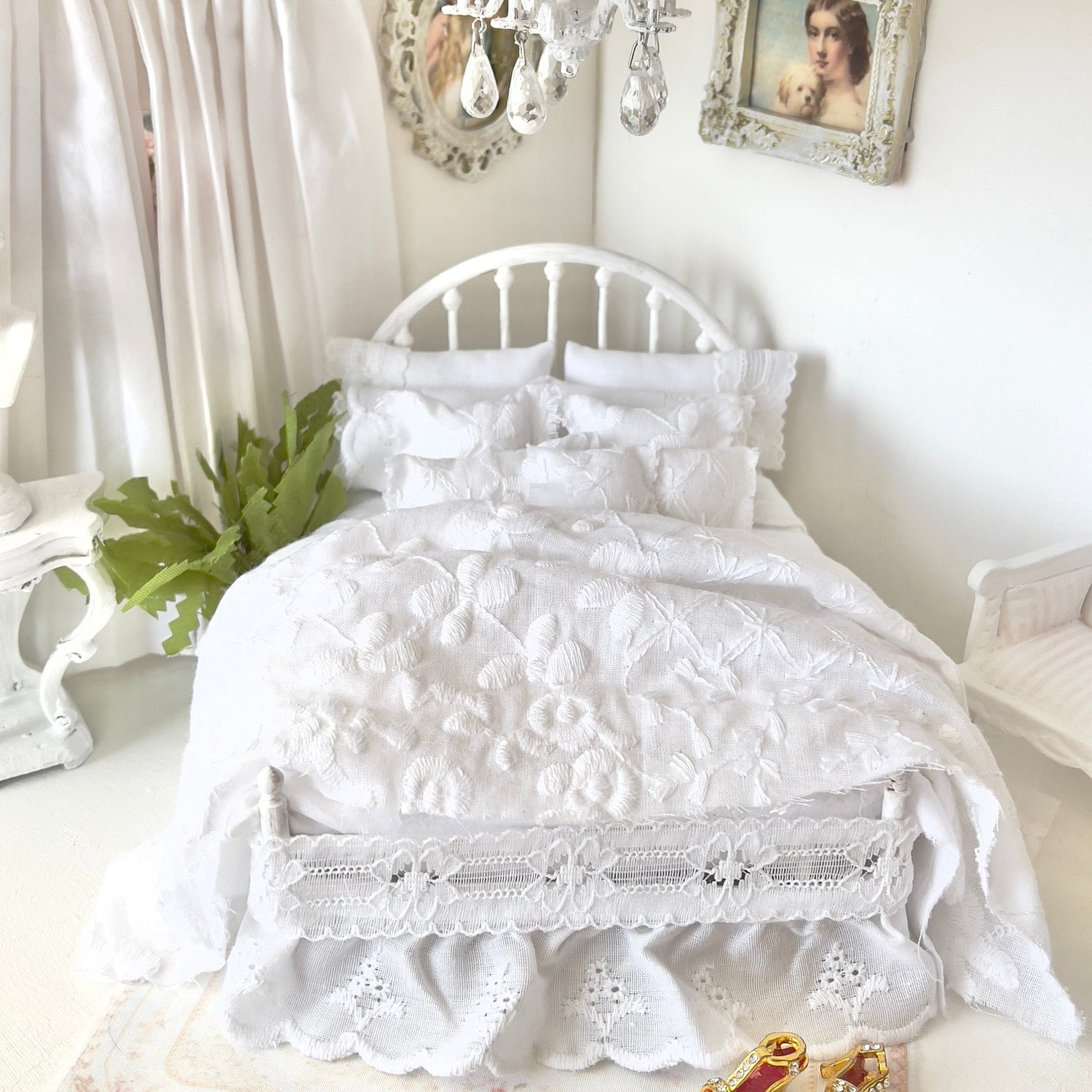 Chantallena Doll House Lexie | White Cotton with Embroidered and Eyelet Lace Accents