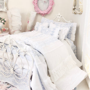 Chantallena Doll House Six whispering petals bed 1:12 Scale Dressed Dollhouse Bed - Blue Memories| Chantallena