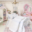 Chantallena Doll House Six whispering petals bed 1:12 Scale Dressed Dollhouse Bed - Blue Memories| Chantallena