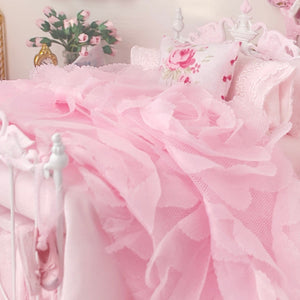 Chantallena Doll House Six whispering petals bed 1:12 Scale Dressed Dollhouse Bed - Pink Plié | Chantallena