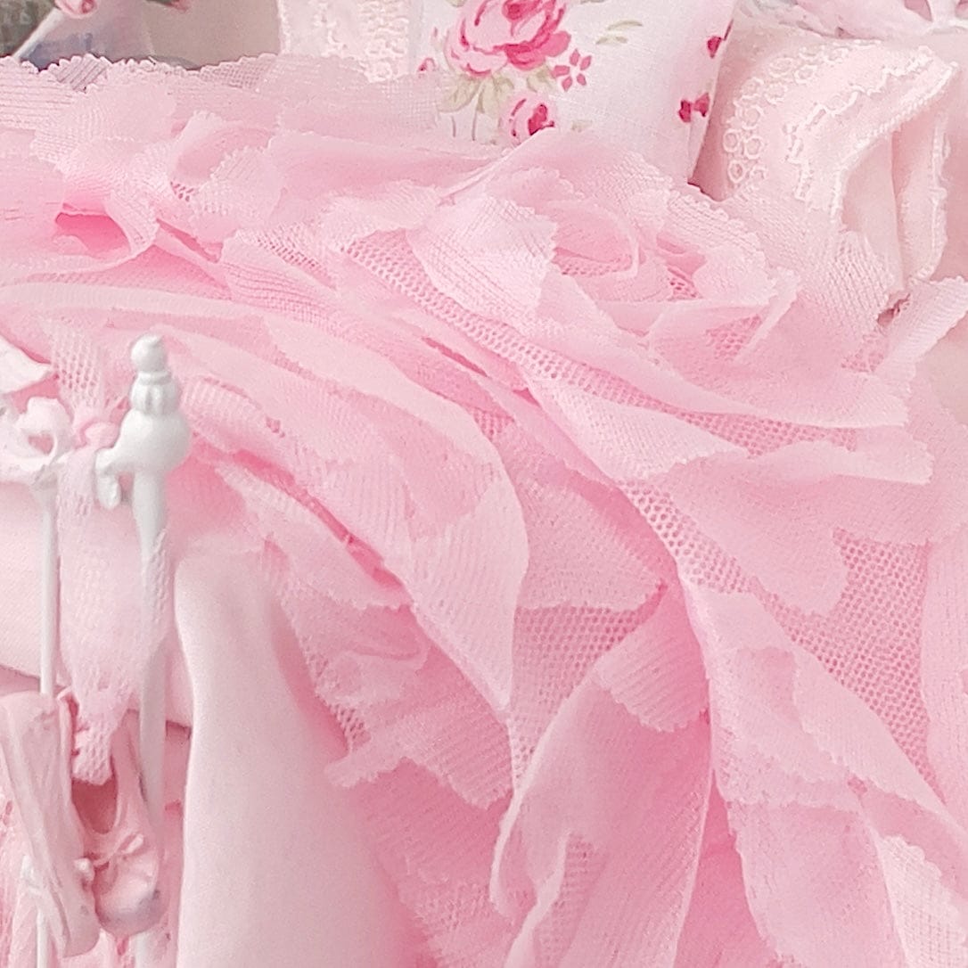 Chantallena Doll House Six whispering petals bed 1:12 Scale Dressed Dollhouse Bed - Pink Plié | Chantallena