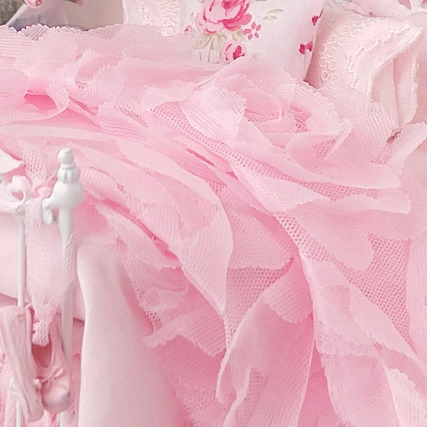Chantallena Doll House Six whispering petals bed 1:12 Scale Dressed Dollhouse Bed - Pink Plié | Chantallena