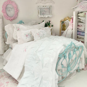 Chantallena Doll House Six whispering petals bed 1:12 Scale Dressed Dollhouse Wrought Iron Bed - Lace Sonnet| Chantallena