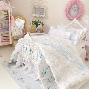 Chantallena Doll House Six whispering petals bed 1:12 Scale Dressed Dollhouse Wrought Iron Bed- Softly Told| Chantallena