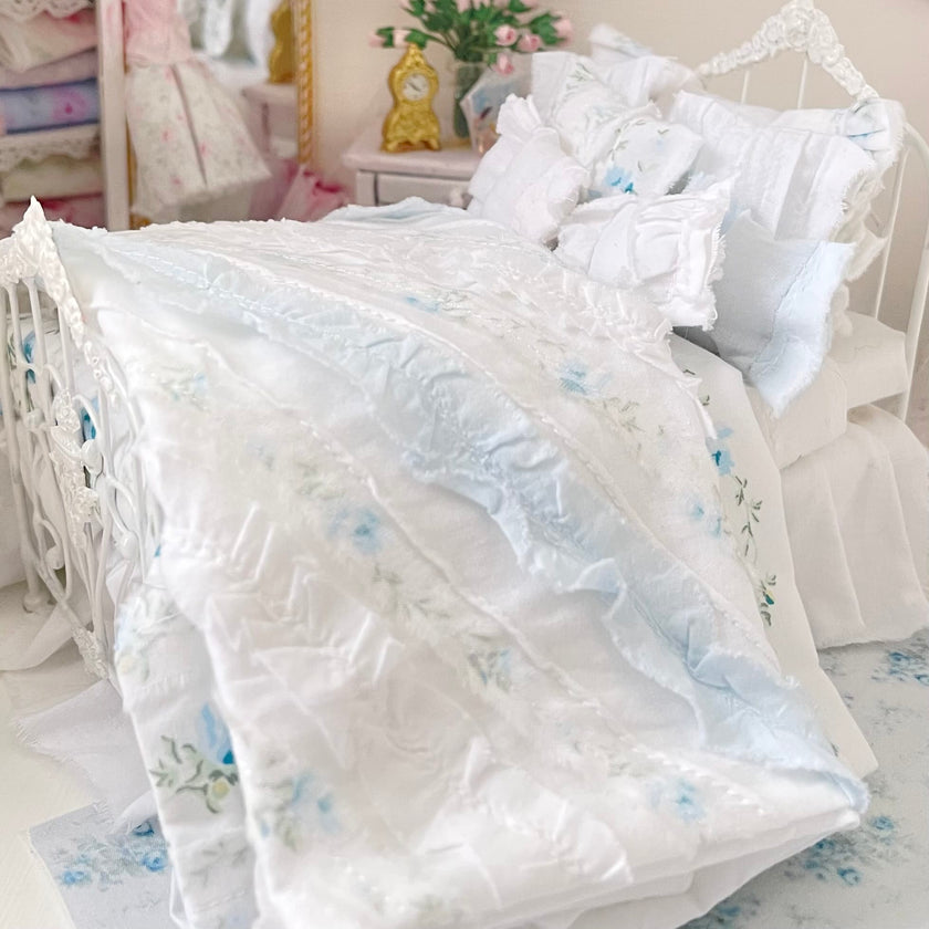 Chantallena Doll House Six whispering petals bed 1:12 Scale Dressed Dollhouse Wrought Iron Bed- Softly Told| Chantallena