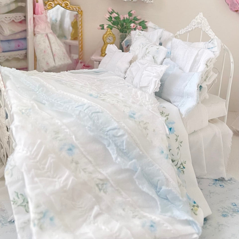 Chantallena Doll House Six whispering petals bed 1:12 Scale Dressed Dollhouse Wrought Iron Bed- Softly Told| Chantallena