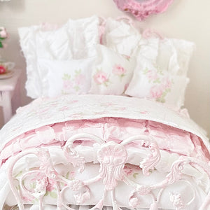 Chantallena Doll House Six whispering petals bed 1:12 Scale Dressed Dollhouse Wrought Iron - Roses are Forever| Chantallena