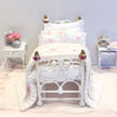 CHANTALLENA Dollhouse Accessories 1:24 Scale |  Eight Piece White Cotton Pink Roses Dollhouse Bedding Set |  Petite Rose