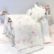 CHANTALLENA Dollhouse Accessories 1:24 Scale |  Eight Piece White Cotton Pink Roses Dollhouse Bedding Set |  Petite Rose