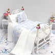 CHANTALLENA Dollhouse Accessories 1:24 Scale | Five Piece Blue Embroidered Cotton Dollhouse Bedding Set | Petite Abigail