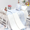 CHANTALLENA Dollhouse Accessories 1:24 Scale | Five Piece Blue Embroidered Cotton Dollhouse Bedding Set | Petite Abigail