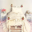CHANTALLENA Dollhouse Accessories 1:24 Scale |  Five Piece Distressed White Cotton with Ruffled Pillows Dollhouse Bedding Set | Petite Trina