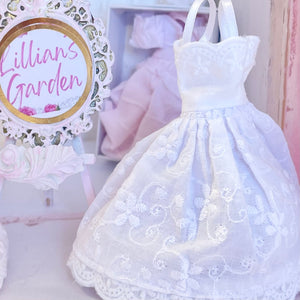 Chantallena Dresses Pink and White Cotton Eyelet Display Dresses-1:12 Scale | Lillian’s Garden