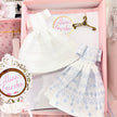 Chantallena Dresses White and Blue Cotton Embroidered Display Dresses-1:12 Scale | Lillian’s Garden