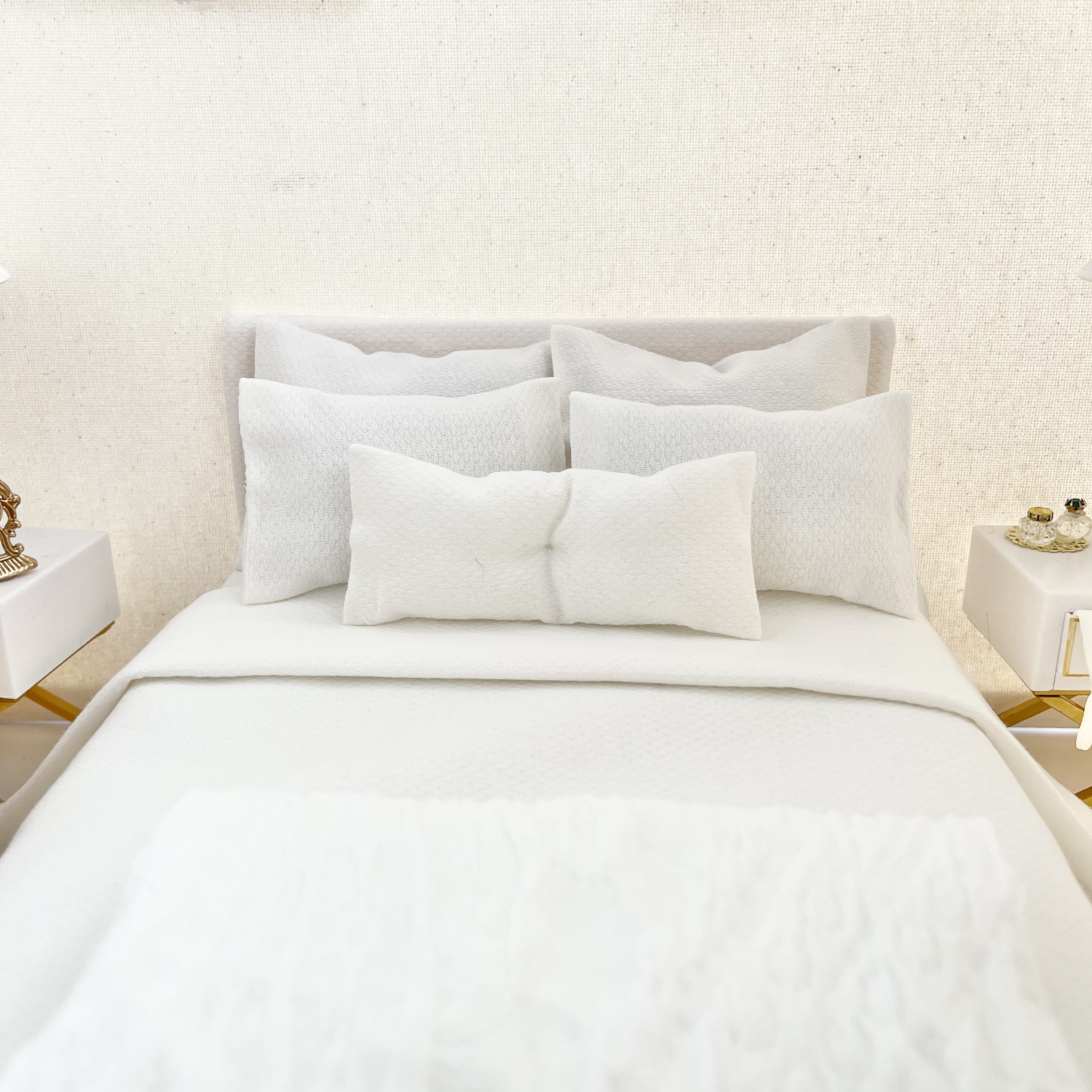 Chantallena fashion doll bedding 1:6 Scale Christina Grace |White Lightly Textured Cotton Bedding Set | Dinah