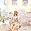 Chantallena fashion doll bedding 1:6 Scale | Pink Textured Cotton Bedding Set | Florence