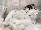 Chantallena fashion doll bedding 1:6 Scale-Spring Willow |Blue Shabby Roses Cotton Bedding Set |Bedtime Story