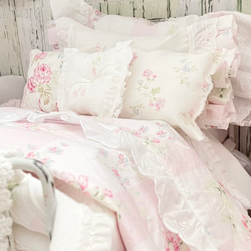 Chantallena fashion doll bedding 1:6 Scale-Spring Willow |White Lightly Textured Cotton Bedding Set | Dinah (Copy 2)