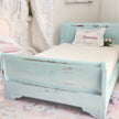 Chantallena Furniture 1:12 Scale Distressed Painted Shabby Blue Wooden Double Sleigh Dollhouse Bed| Unwritten Romance |Chantallena