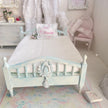 Chantallena Furniture 1:12 Scale Distressed Painted Shabby Blue Wooden Double Spindle Dollhouse Bed | Unwritten Romance |Chantallena