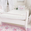 Chantallena Furniture 1:12 Scale Distressed Painted Shabby White Wooden Double Low Profile Dollhouse Bed| Unwritten Romance |Chantallena