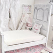 Chantallena Furniture 1:12 Scale Distressed Painted Shabby White Wooden Double Tall Back Dollhouse Bed| Unwritten Romance |Chantallena