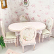 Chantallena Furniture 1:12 Scale Dollhouse Shabby Dining Table with Four Chairs- Seventh Petal Painted Furniture | Chantallena