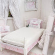 Chantallena Furniture 1:12 Scale Painted White with Pink Roses Decoupaged Single Dollhouse Bed | Unwritten Bare Romance |Chantallena