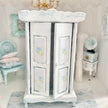 Chantallena Furniture Blue Floral Decoupaged Armoire with Romantic Shabby Display Dresses-1:12 Scale |Painted Petals Furniture |Chantallena