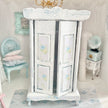 Chantallena Furniture Blue Floral Decoupaged Armoire with Romantic Shabby Display Dresses-1:12 Scale |Painted Petals Furniture |Chantallena