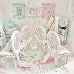 Chantallena Furniture Shabby Dining Table Set with Accessories-1:12 Scale Dollhouse | Painted Petals Furniture |Chantallena