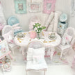 Chantallena Furniture Shabby Dining Table Set with Accessories-1:12 Scale Dollhouse | Painted Petals Furniture |Chantallena