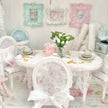 Chantallena Furniture Shabby Dining Table Set with Accessories-1:12 Scale Dollhouse | Painted Petals Furniture |Chantallena