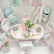 Chantallena Furniture Shabby Dining Table Set with Accessories-1:12 Scale Dollhouse | Painted Petals Furniture |Chantallena