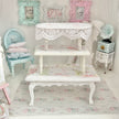 Chantallena Furniture Trio of Decoupaged White Tables -1:12 Scale |Painted Petals Furniture |Chantallena
