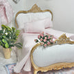 Chantallena Shabby Bed Linens 1:12 Scale Dollhouse Bedding Set- Pippa Forever in Bloom Pink Cotton Lawn Ruffles| Chantallena