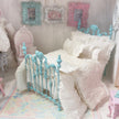 Chantallena White Bed Linens 2 Chantal-White Cotton with White Shabby Ruffles-1:12 Scale Bedding Set|Forever in Bloom