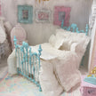 Chantallena White Bed Linens 2 Chantal-White Cotton with White Shabby Ruffles-1:12 Scale Bedding Set|Forever in Bloom