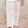 Chantallena White Bed Linens Armoire Wooden Shabby White Distressed Armoire with Linens| 1:12 Scale Painted Petals Furniture |Chantallena