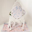 Chantallena White Bed Linens Blue Château -Vanity Set with Stool| Wooden White Distressed-1:12 Scale| Painted Petals Furniture |Chantallena