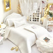 Chantallena White Bed Linens Boundless White | Textured White Cotton 1:12 Scale Bedding Set with Matching Throw| Modern Zen