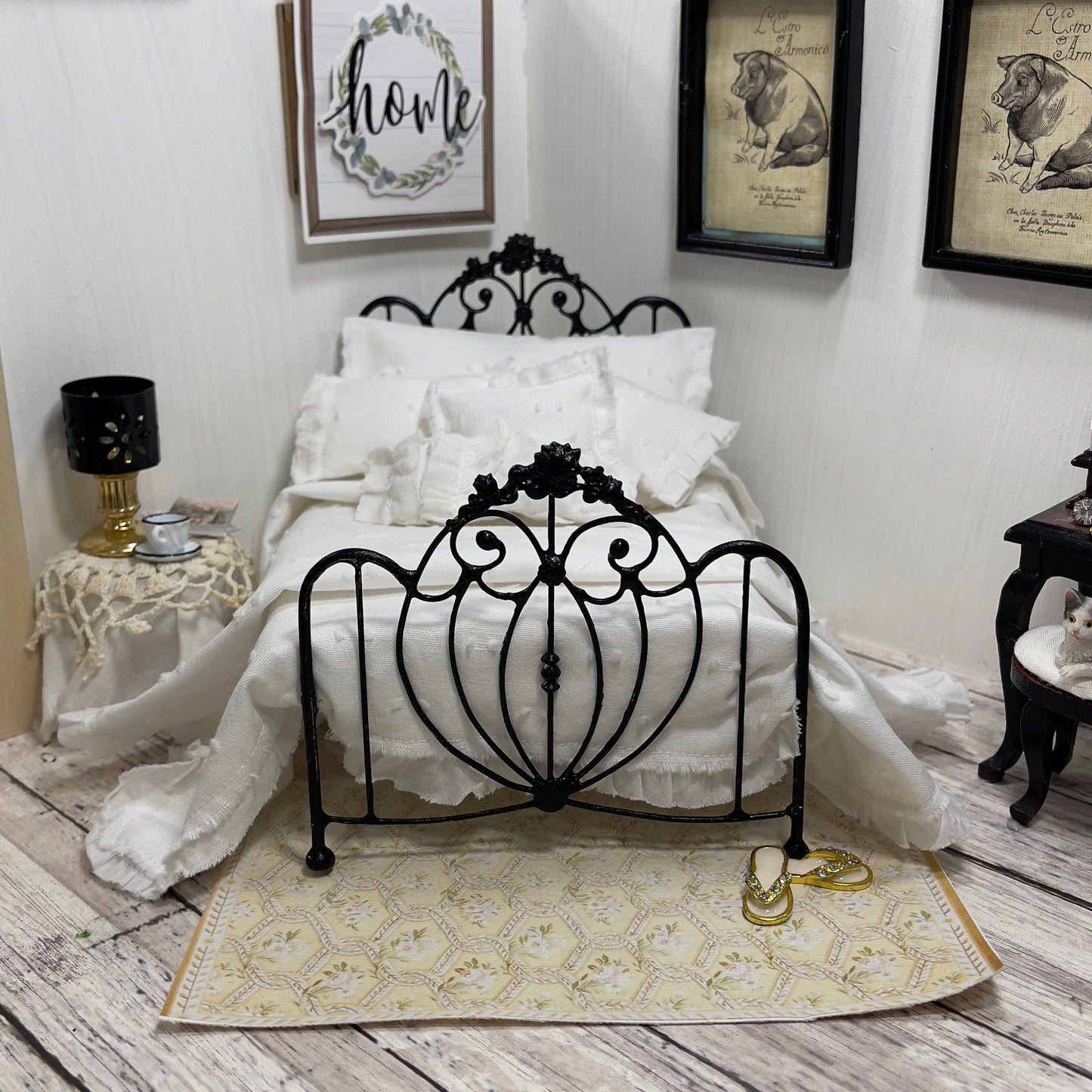 Chantallena White Bed Linens (Copy) Boundless White| White Cotton with White Ruffles and Pintucks 1:12 Scale Bedding Set | Ciara