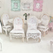 Chantallena White Bed Linens Dining Table and Four Chairs Wooden Distressed White -1:12 Scale| Painted Petals Furniture |Chantallena