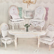 Chantallena White Bed Linens Dining Table and Four Chairs Wooden Distressed White -1:12 Scale| Painted Petals Furniture |Chantallena
