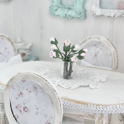 Chantallena White Bed Linens Dining Table and Four Chairs| Wooden Distressed White | Painted Petals Furniture
