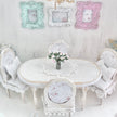Chantallena White Bed Linens Dining Table and Four Chairs| Wooden Distressed White | Painted Petals Furniture