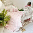 Chantallena White Bed Linens Maria-Pink Roses with Ruffled Throw Dollhouse Bedding Set-1:12 Scale| Forever in Bloom |Chantallena